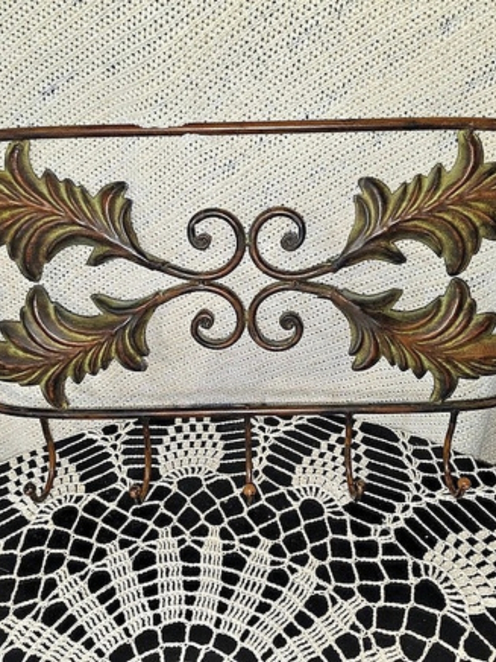 Ornate Metal Wall Rack Brown & Black